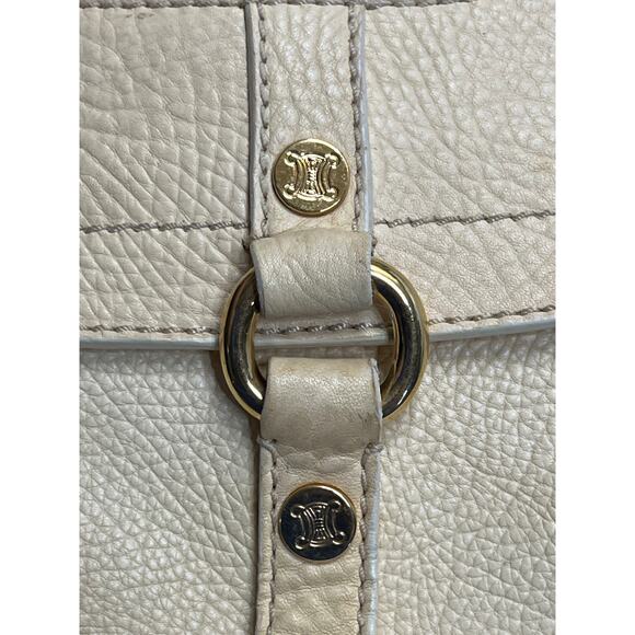 Céline  Vintage Boogie Bag Pale Yellow Pebbled Leather Top Handle Satchel - Picture 4 of 16